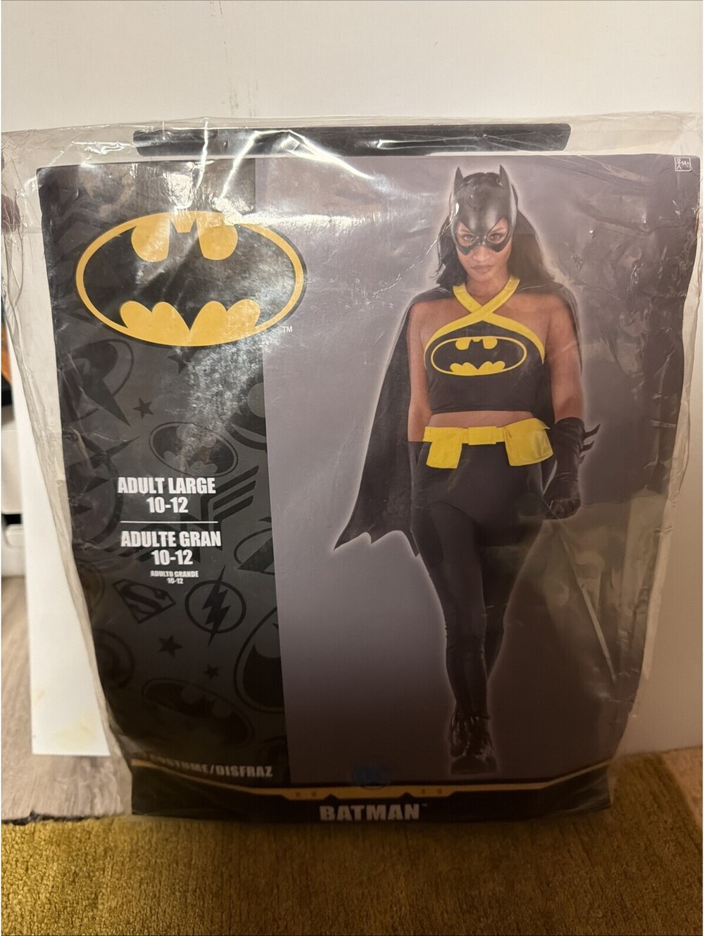 DC Batman Batwoman-Cape Belt Mask Leggings Halloween Costumer Adult Large 10-12